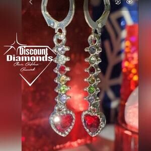 Red & Multi Colored Natural Topaz Drop Dangle Earrings on 925 Sterling Silver